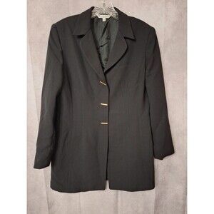 Vtg Long 3 Button Blazer Jacket Women's Sz‎ 10 Classic Career Timeless Office